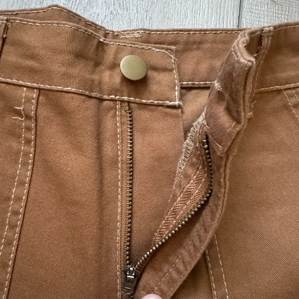 Wild Fable Utility Work Pants Women's sz 4 Brown High Waisted Relaxed Wide Leg - Picture 8 of 10